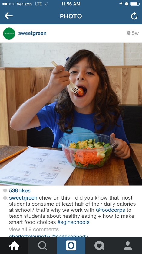 Instagram Marketing Example SweetGreen