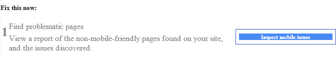 Fix this now warning for non mobile friendly pages webmaster tools