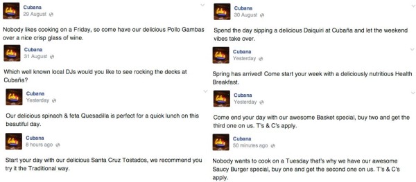 Cubana Facebook Business Page Posts