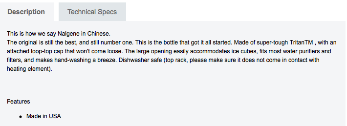Nalgene Product description