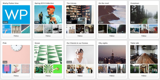 Warby Parker Pinterest Content