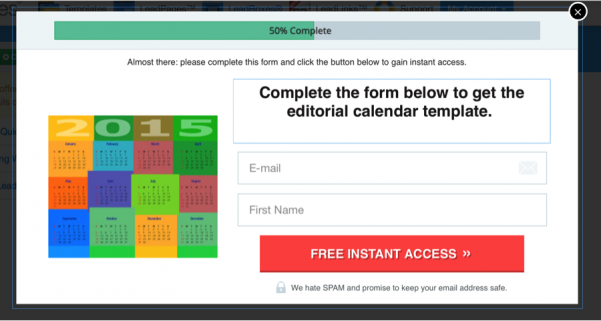 picture of the content upgrade for an editorial calendar template that got me over 600 new subscribers