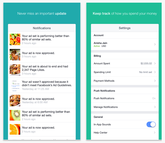 facebook ads manager app