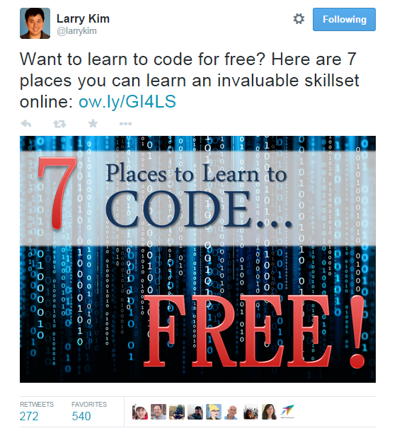 Get more retweets learn to code for free