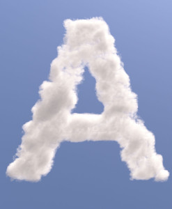 Letter A in the clouds