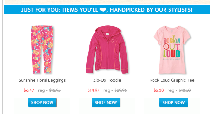 Check out this email re-targeting via a product recommendation campaign.