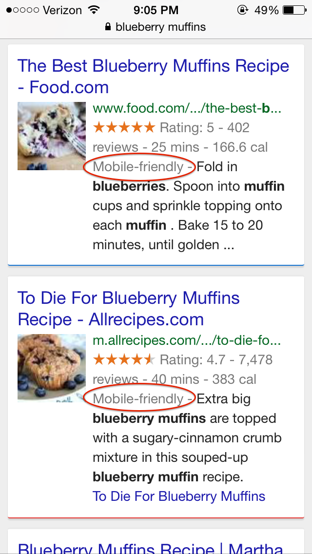Mobile search example