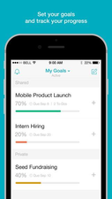 Managers can also assign goals, but team members share progress on goals and everyone gets automated weekly reports. 