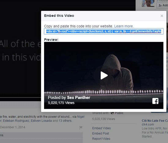 Embed on sale facebook video
