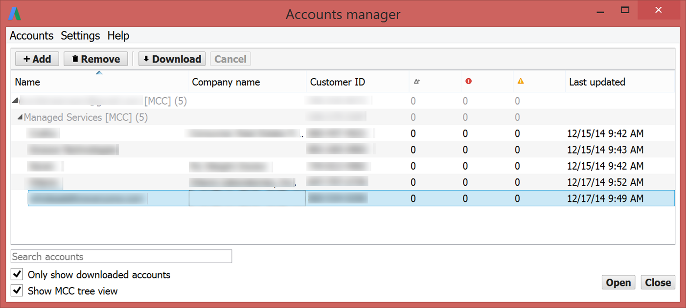 New AdWords tools multiple accounts in AdWords Editor