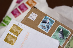 UK postage stamps on mail