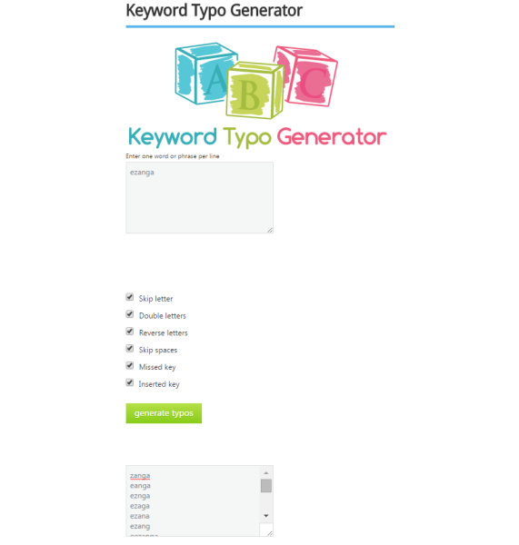Keyword Typo Generator Tool