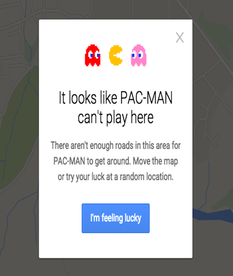 Google Maps Pac-Man Error