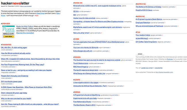 Y Combinator's Hacker Newsletter does curation particularly well.