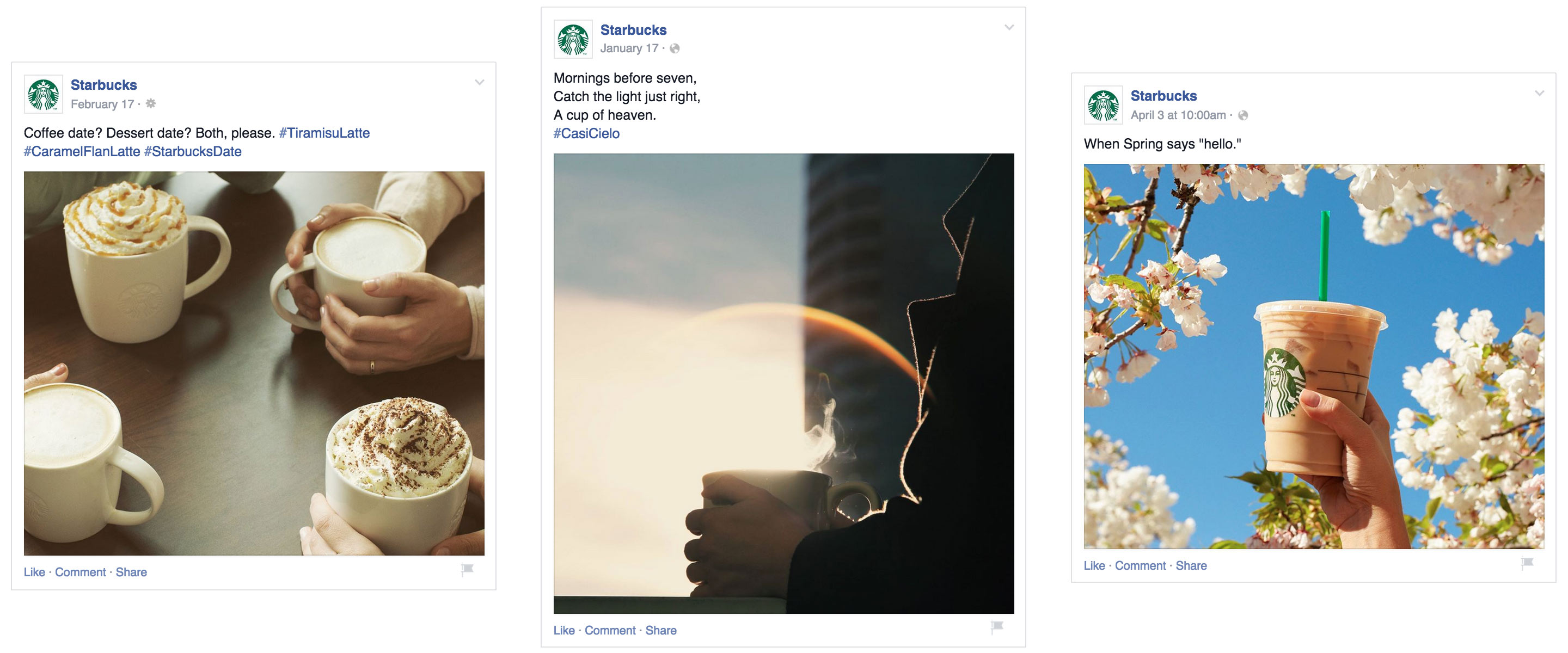 Starbucks Facebook Posts Engaging Photos Minimal Copy Creative