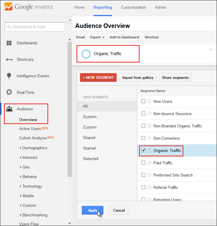 tracking organic seo traffic