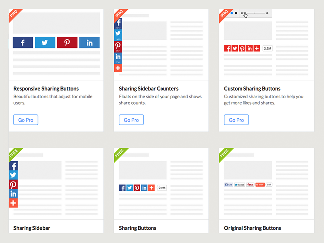 Different options in AddThis.
