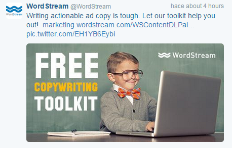 Twitter ad example WordStream
