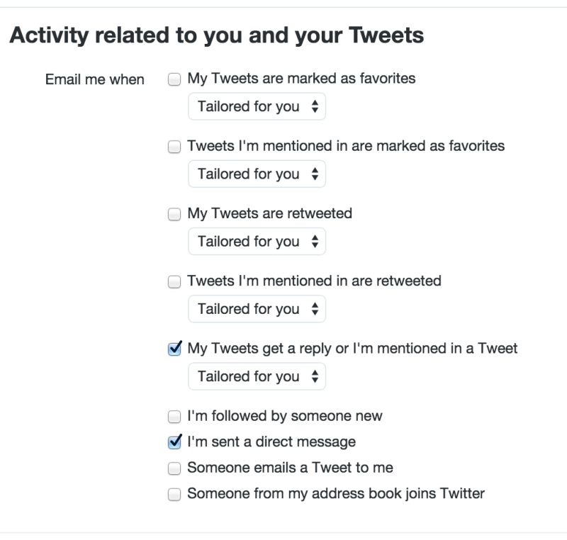 twitter email notifications
