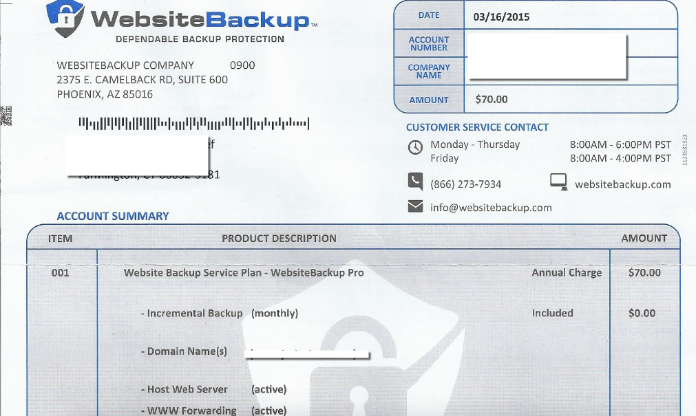 websitebackup scam