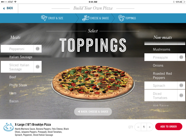 Dominos Tablet Pizza Builder