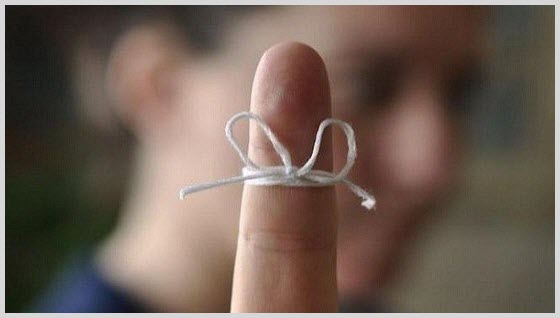 Finger with knot tied