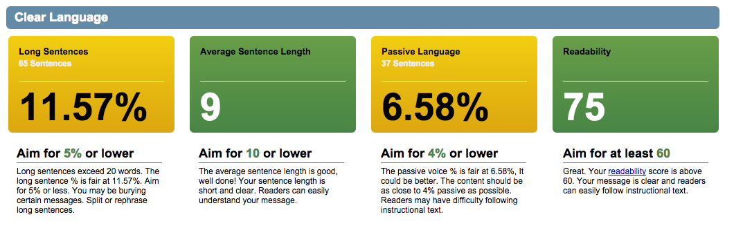 clarity copy grader