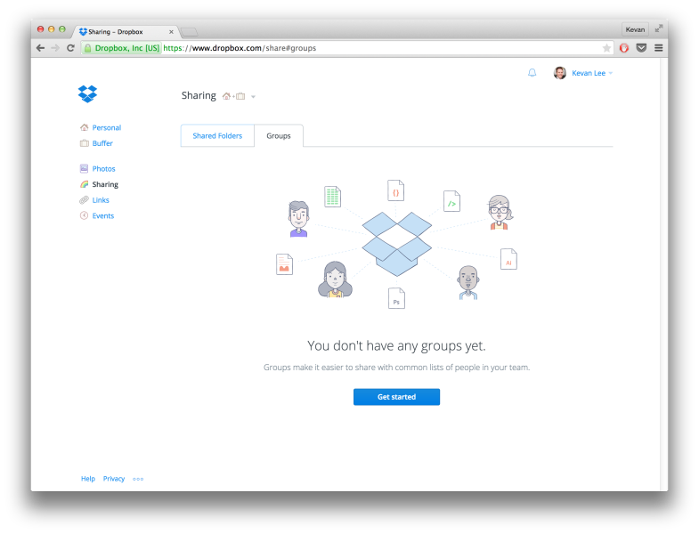 dropbox share to groups