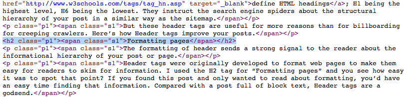 header tags h2