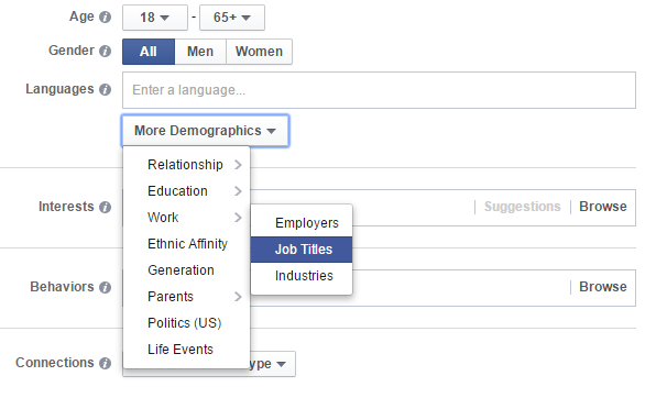 Job titles in Facebook ad targeting