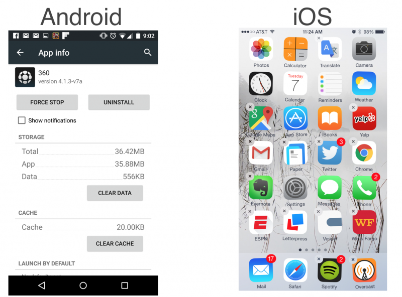Closing apps on Android and iOS