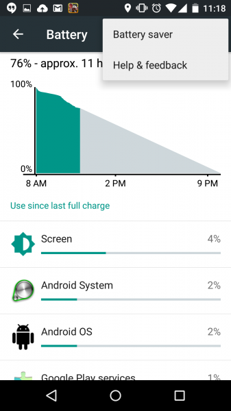 Battery saver on Android