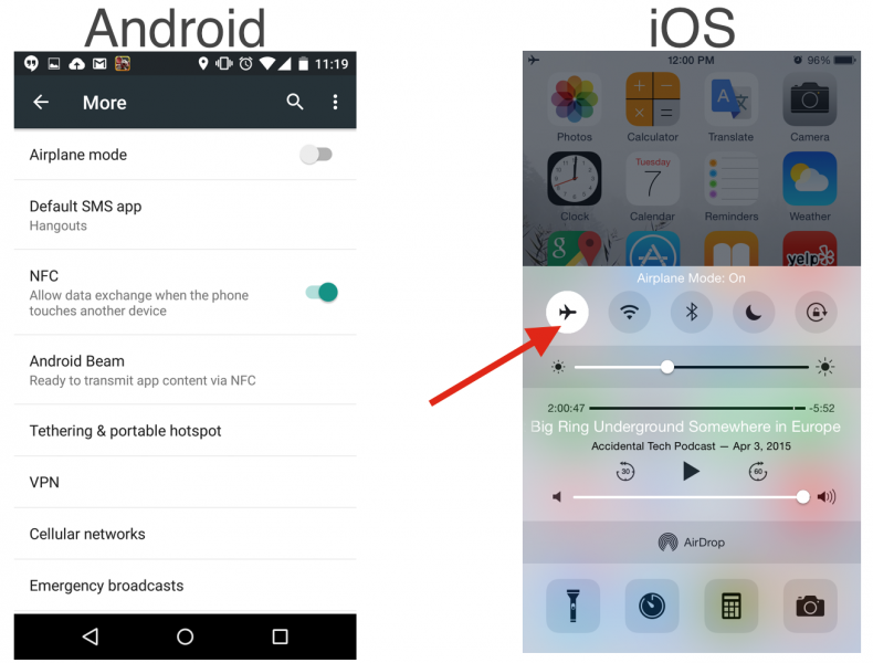Airplane Mode on Android and iOS