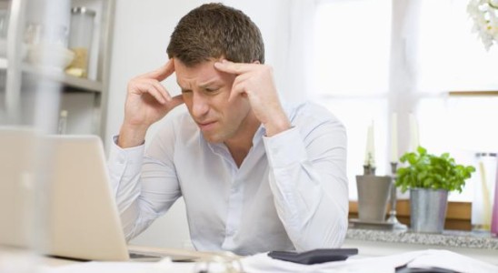 Man concentrating on a problem