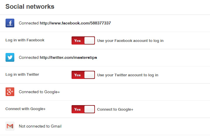 Pinterest settings for social networks