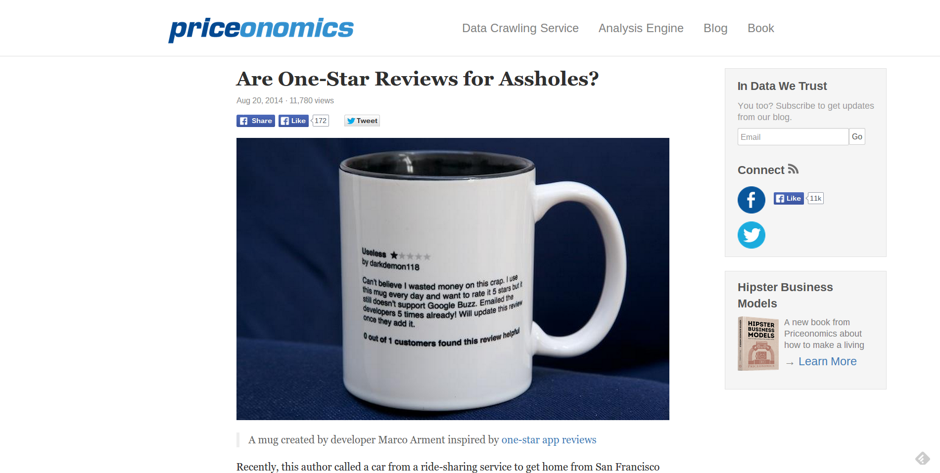 Priceonomics uses humor and levity on their blog.