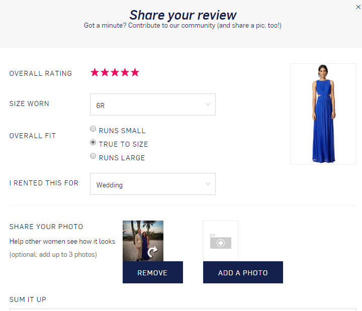 Product pages customer review