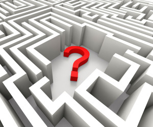 Question Mark In Maze Shows Confusion And Puzzled
