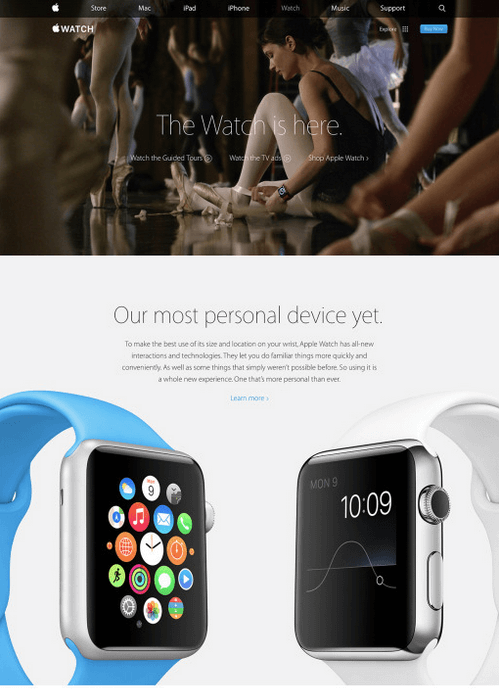 Landing Page for the Apple Watch