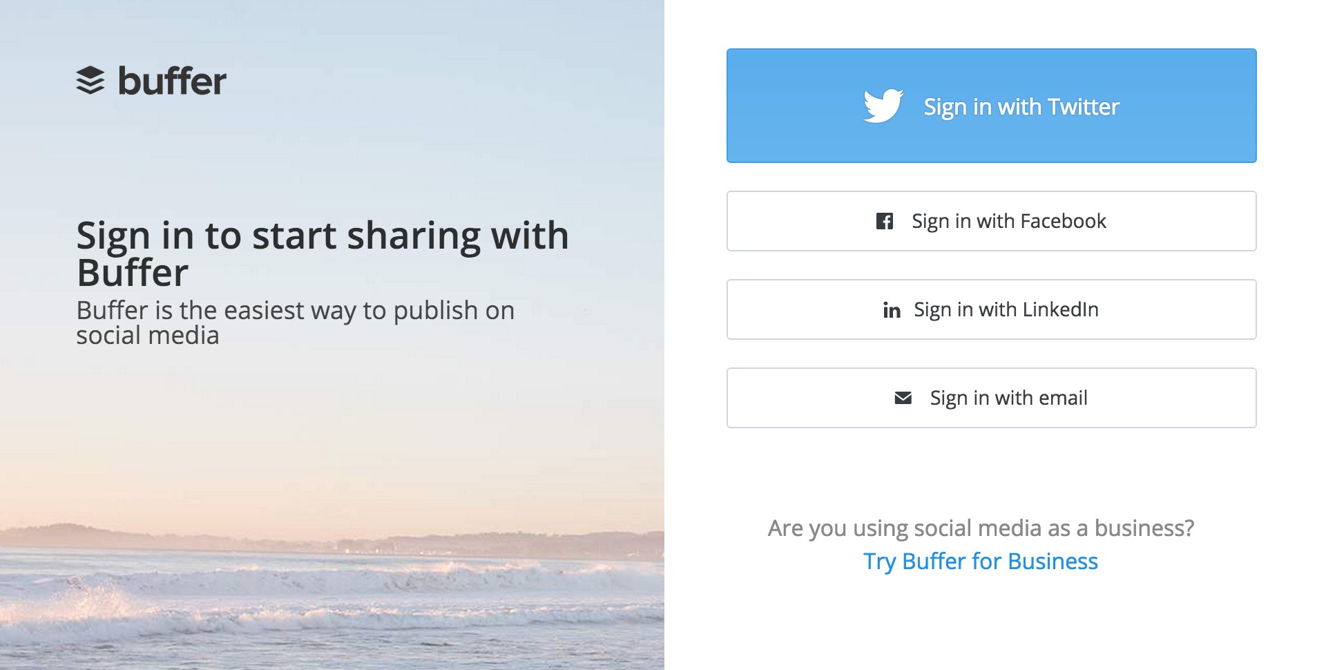 Buffer home page