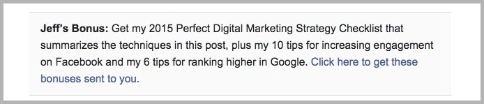 Email conversions from content upgrade example from Jeff Bullas
