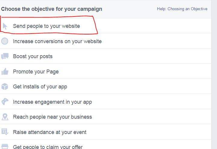 Facebook ad objective