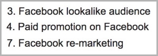 Facebook marketing for email conversions example