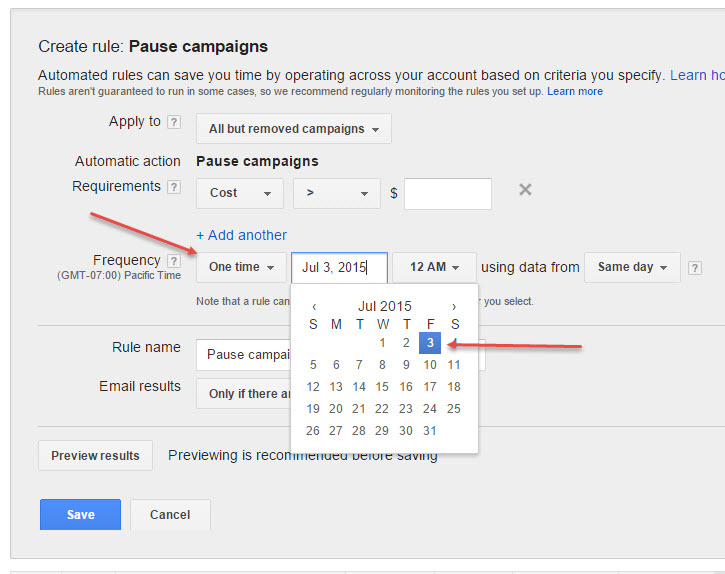 Pause Adwords Campaigns