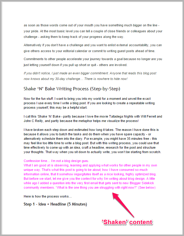 Shakin content on how to use the writing process