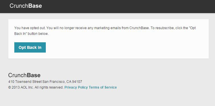 Crunchbase unsubscription 2