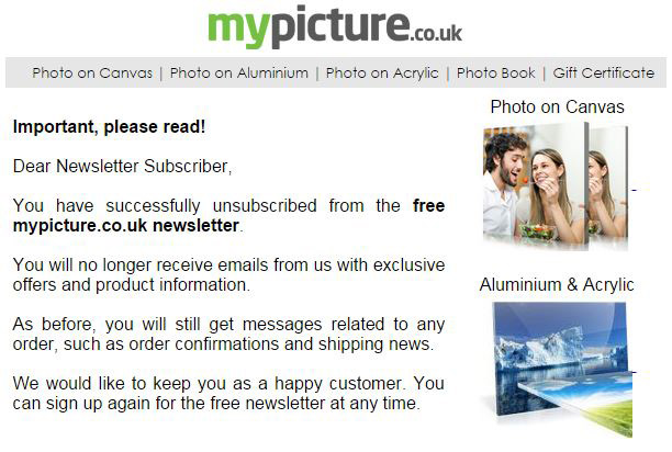 MyPicture unsubscribe screen two