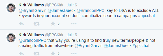 New dynamic search ads tweets from Kirk