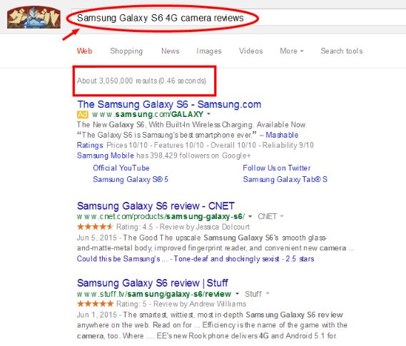 google search results for samsung galaxy s6 4g phone reviews 