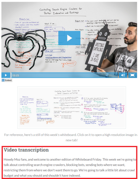 WhiteBoardFriday - Moz 8 Ways to Use Transcripts, Captions & Subtitles to Empower your Video SEO